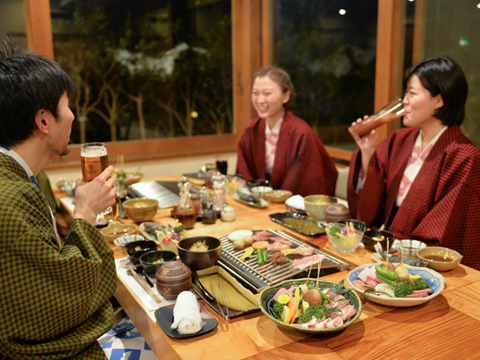 山の茶屋での夕食